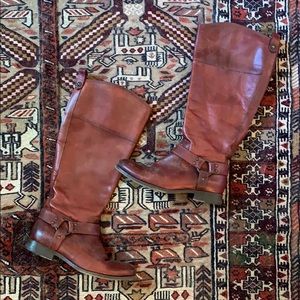 Tall, chesnut leather Frye boots